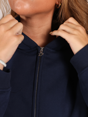 OVERSIZED ZIP HOODIE - NAVY