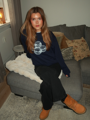 DISCO BALL (white) SWEATSHIRT - NAVY