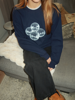 DISCO BALL (white) SWEATSHIRT - NAVY