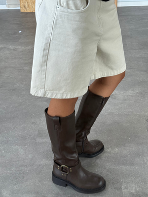 NELLIE BIKER STØVLE - BROWN