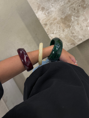 3-PAK ARMBÅND - OFFWHITE/WINE/GREEN