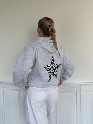 GREY LEOSTAR HOODIE (rygprint) - GRÅ