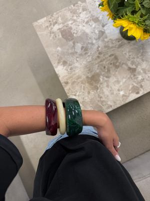3-PAK ARMBÅND - OFFWHITE/WINE/GREEN
