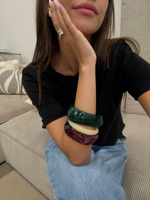 3-PAK ARMBÅND - OFFWHITE/WINE/GREEN