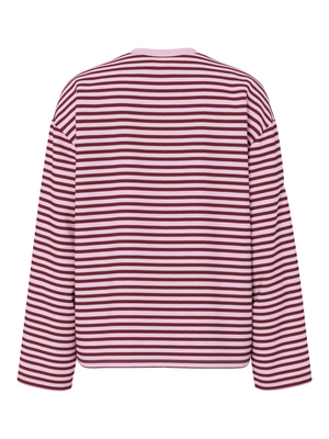 SADIE STRIPE TEE LS - TAWNY PORT ROSEATE SPOONBILL