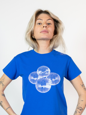 DISCO BALL (vit), BABY TEE - BLÅ