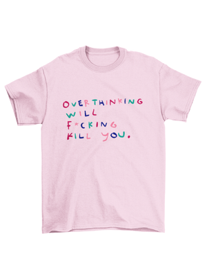 OVERTHINKING BABY TEE - LIGHT RED