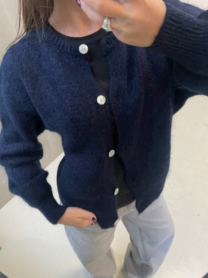 LIVA KNIT CARDIGAN - NAVY