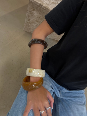 3-PAK ARMBÅND - BEIGE/TERRACOTTA/BROWN