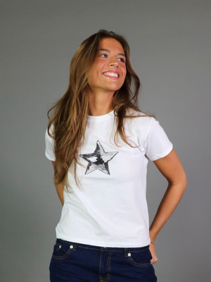 DISCO STAR BABY TEE - HVID