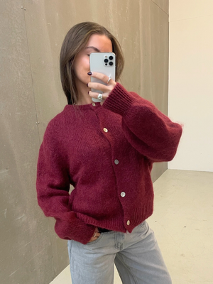 LIVA KNIT CARDIGAN - BORDEAUX