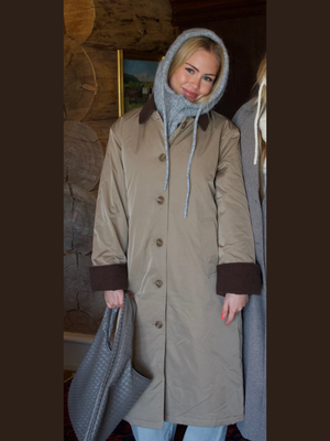 JORMA LONG JACKET - GREIGE / HOT FUDGE