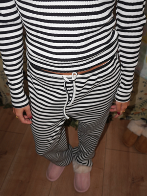 ELLIE STRIPE PANTS - BLACK/WHITE