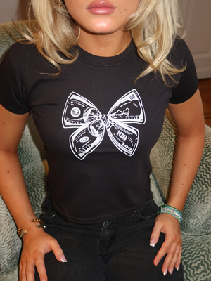 DOLLAR BOW BABY TEE - BLACK