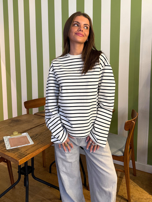 MYNTE STRIPE TEE - WHITE/NAVY