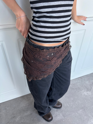 NAINA LACE HIP SCARF - HOT FUDGE