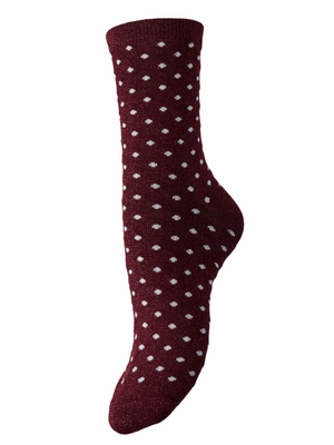 SEBBY GLITTER SOCKS - TAWNEY PORT DOTS