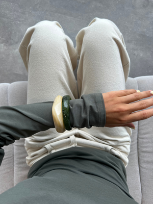 2-PAK ARMBÅND - CREAM/MATCHA GREEN