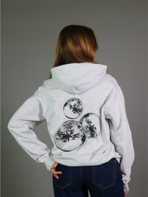 ROLLING MIRRORBALLS HOODIE (rygprint) - GRÅ