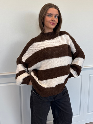 ELSIE STRIPE KNIT - BROWN/OFFWHITE
