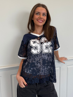 LACEY FOOTBALL TEE - NAVY