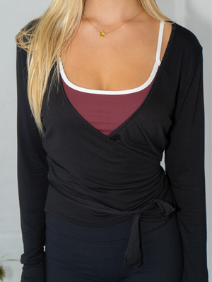 ACTIVE WRAP TOP - BLACK