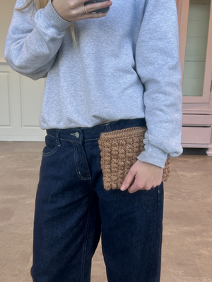 CROCHET CLUTCH - TAUPE