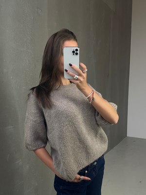 MIRA SHORT SLEEVE KNIT - TAUPE