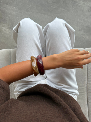 2-PAK ARMBÅND - BORDEAUX/GOLDEN BROWN