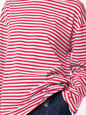 SADIE STRIPE TEE LS - CLOUD DANCER / LOLLIPOP