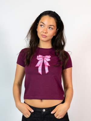 DOLLED UP (pink), BABY TEE - BORDEAUX