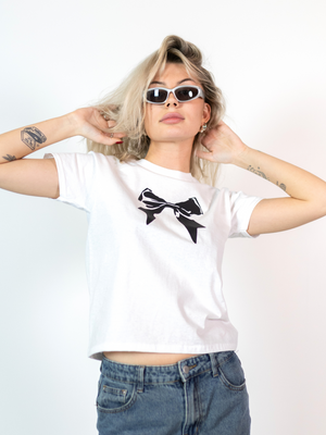 GRUNGE BOW, BABY TEE - VIT