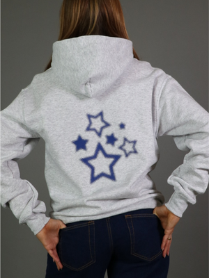 PIXEL STARS HOODIE (rygprint) - GRÅ