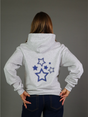 PIXEL STARS HOODIE (rygprint) - GRÅ