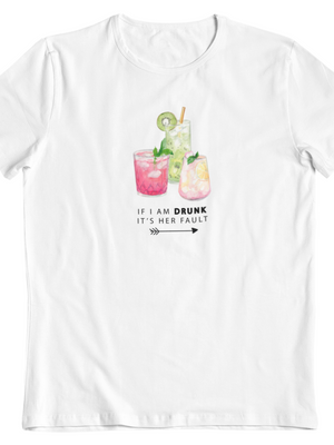 DRUNK (rosa dryck), BABY TEE - VIT