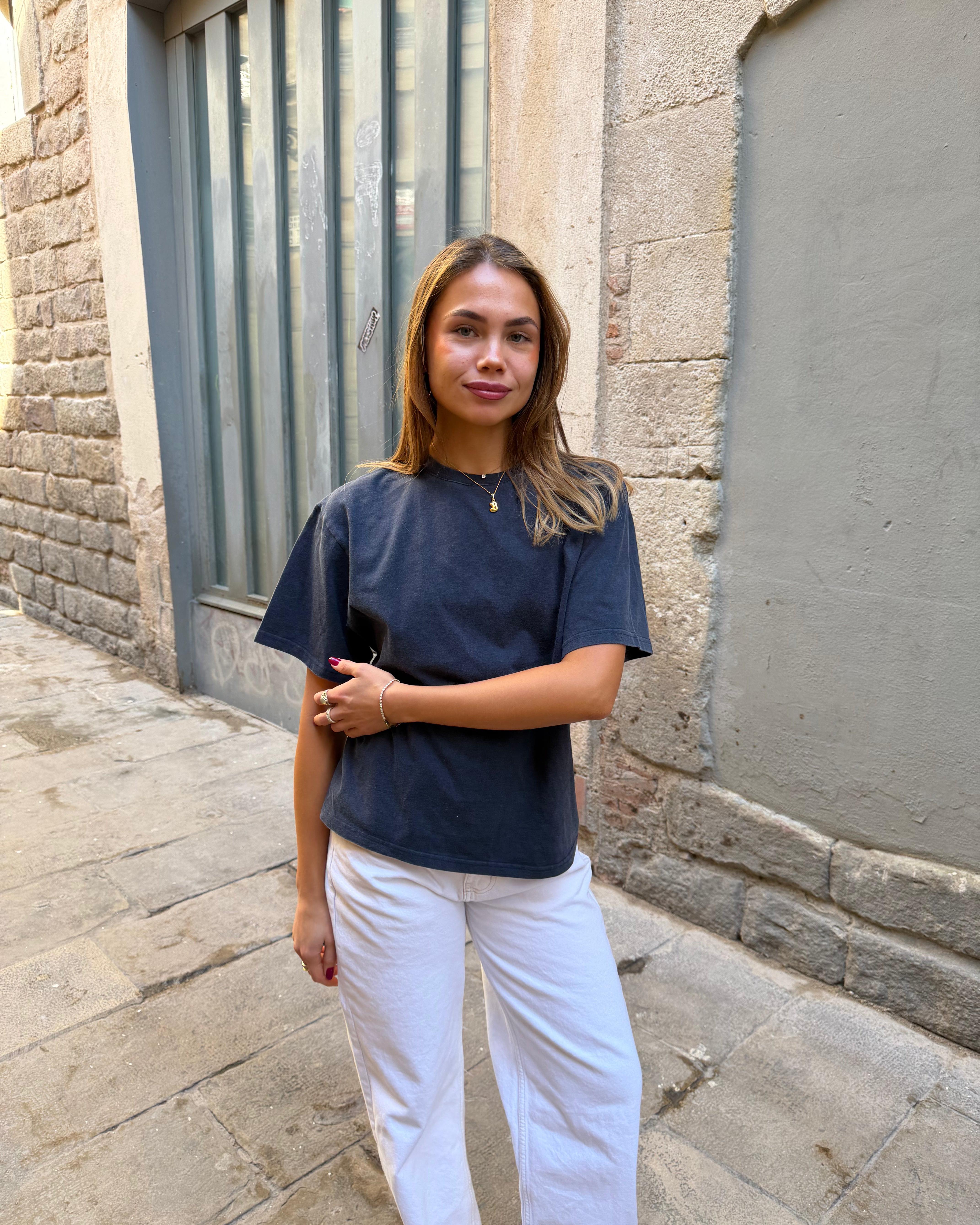 LYKKE WASHED TEE - NAVY