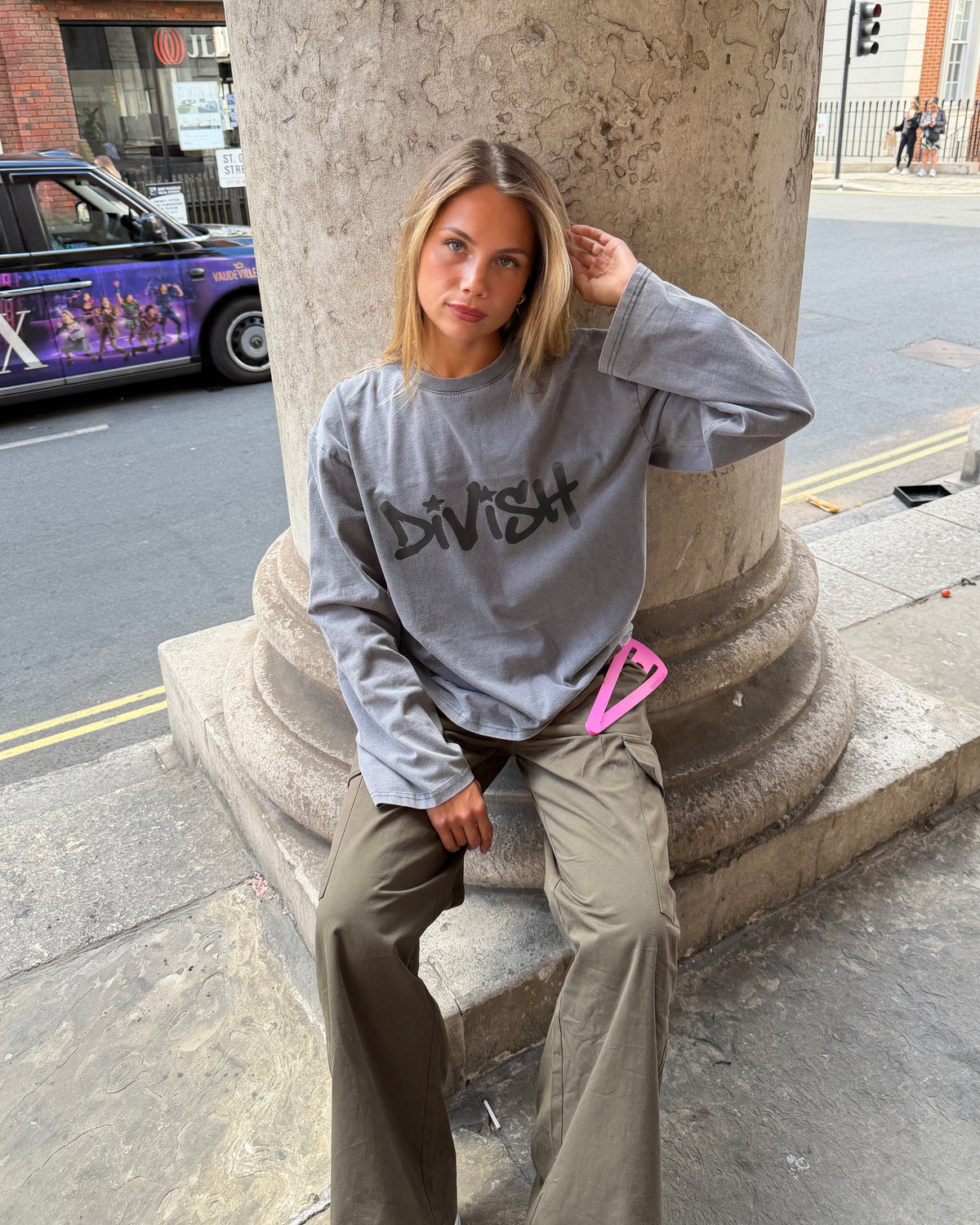 DUA TEE LANGÆRMET - GREY - Dinvintageshop