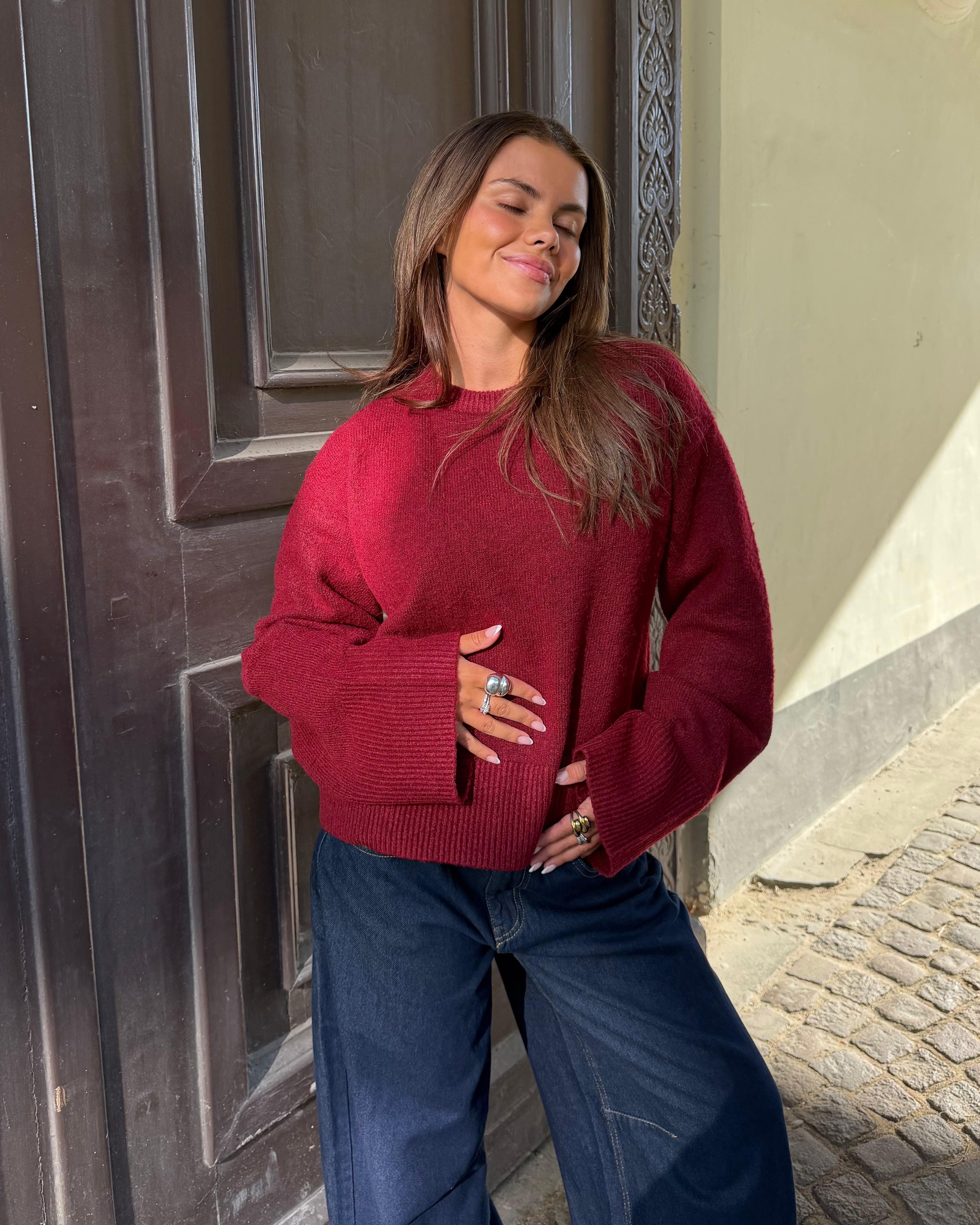 STINE OVERSIZE KNIT i bordeaux – billede 7