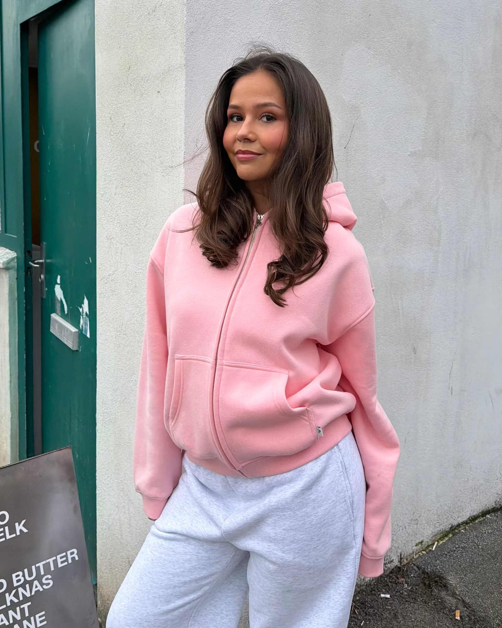 OVERSIZED ZIP HOODIE - LIGHT PINK