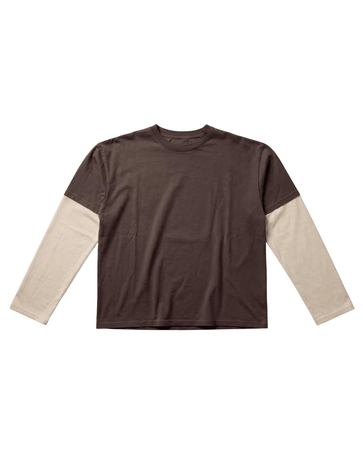 ALVIA LAYERED TEE - DARK BROWN/BEIGE