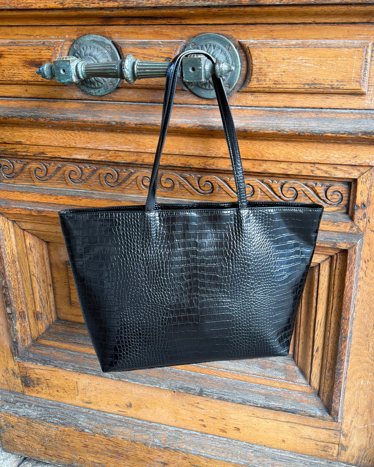 AMY CROC BAG - BLACK - Dinvintageshop