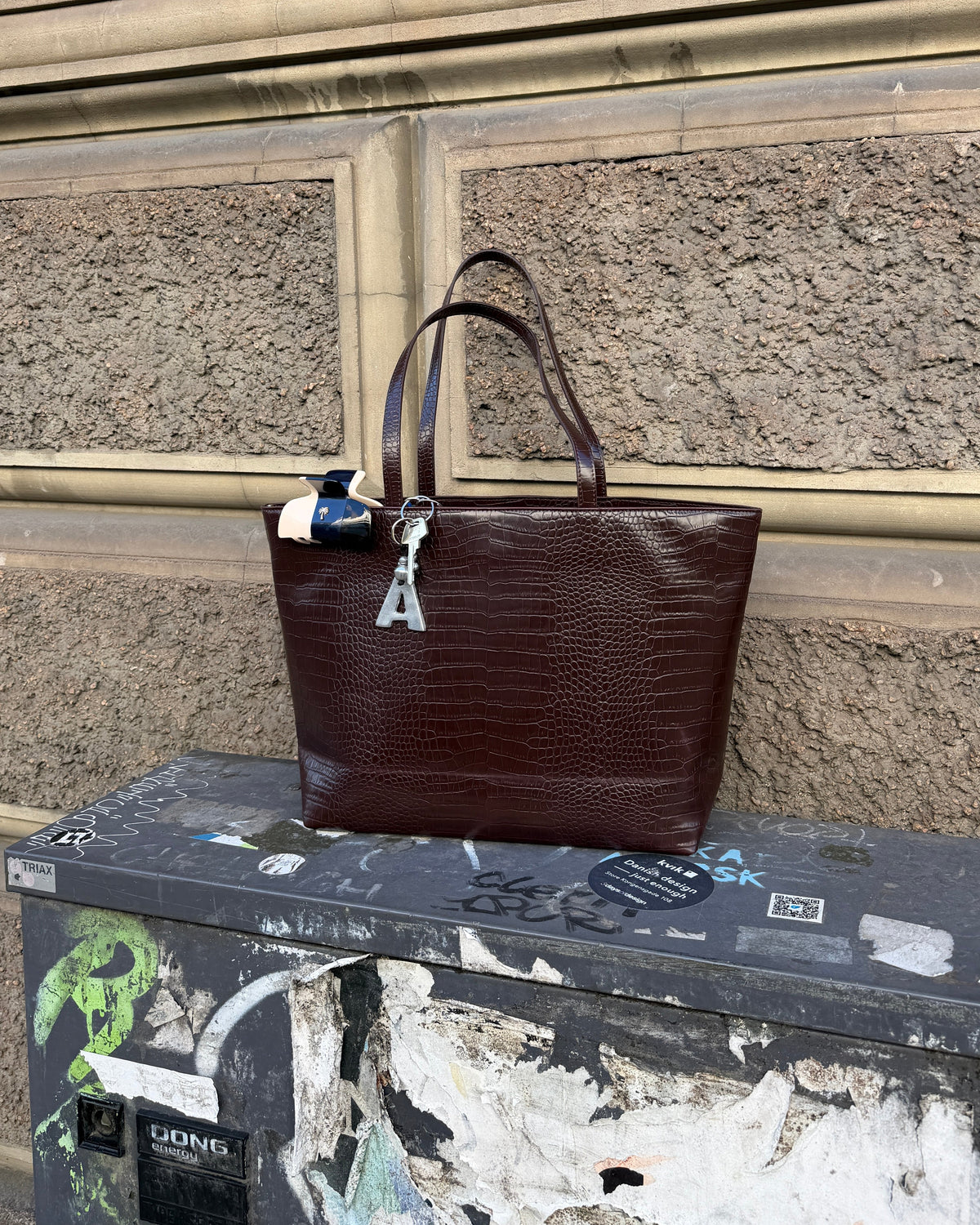 AMY CROC BAG - BROWN - Dinvintageshop
