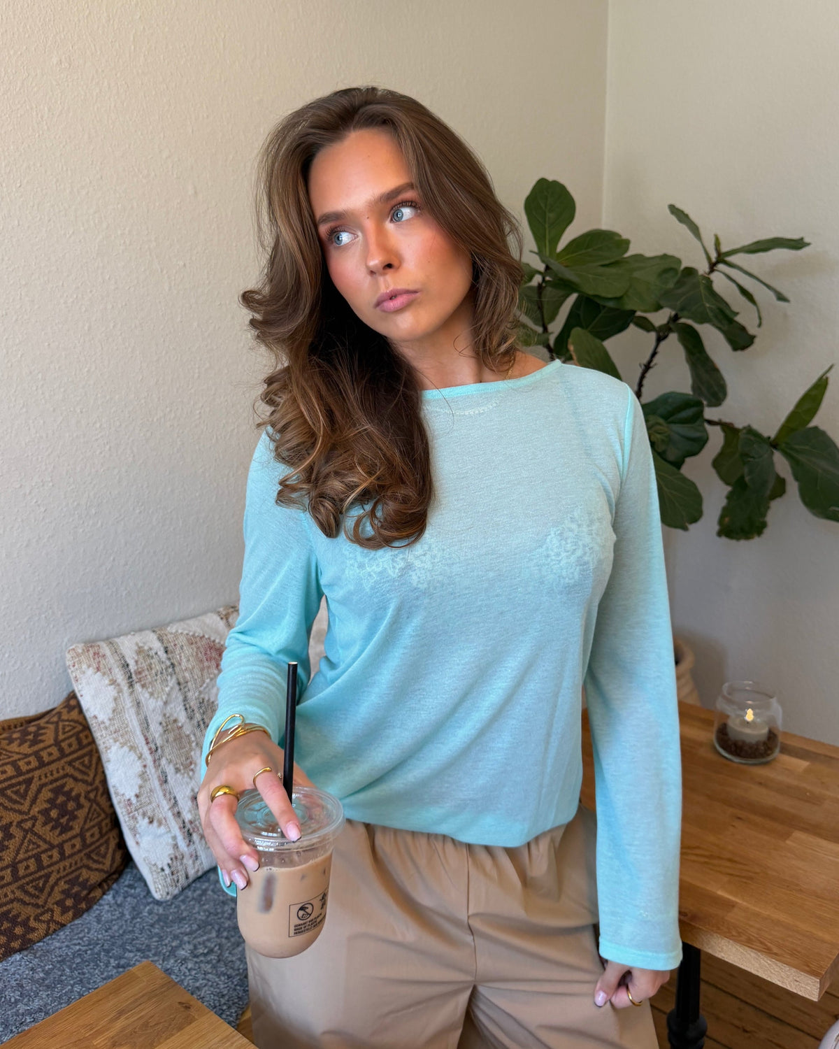 ANEMONE WIDESLEEVE TOP - ICE BLUE