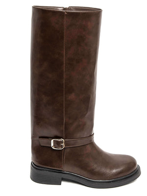 SUEDE FOLDOVER BOOT - BROWN