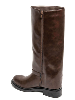 SUEDE FOLDOVER BOOT - BROWN
