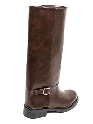 SUEDE FOLDOVER BOOT - BROWN