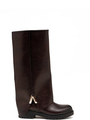 SUEDE FOLDOVER BOOT - BROWN
