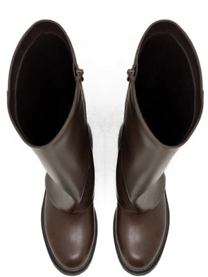 SUEDE FOLDOVER BOOT - BROWN