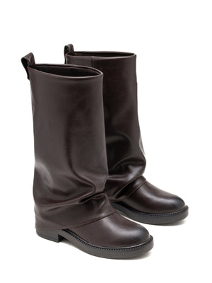SUEDE FOLDOVER BOOT - BROWN