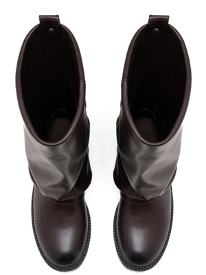 SUEDE FOLDOVER BOOT - BROWN